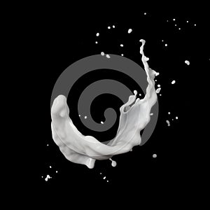 Milk splash isolated on black