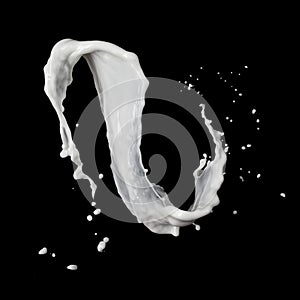 Milk splash isolated on black