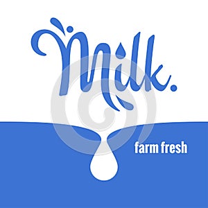 Milk splash logo lettering background