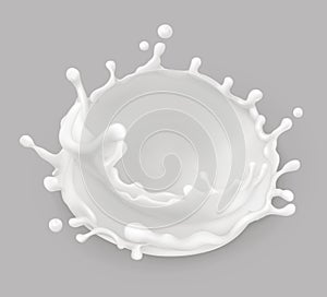 Milk splash. Natural dairy products. 3d vector