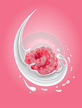 Milk splash with raspberry