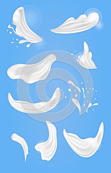 Milk splash set. Vector illustration