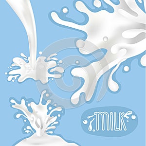 Milk splash set, vector illustration