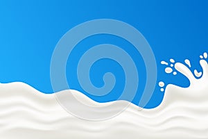 Milk splash vector illustration on a blue background