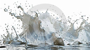 Milk Splash on White Background - AI Generated