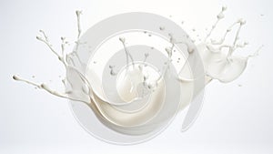 milk splash on white background for drink and beverage menu decoration. generative AI