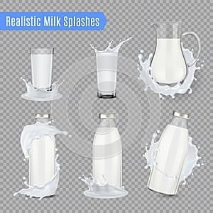 Milk Splashes Realistic Set