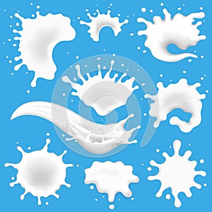 Milk splashes vector milky drop of splashing cream