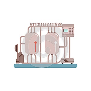 Milk sterilization equipment, production of milk, dairy industry vector Illustration on a white background