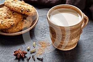 Milk tea chai latte traditional homemade refreshing morning breakfast organic healthy hot beverage