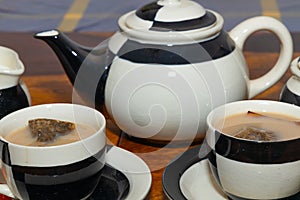 Milk Tea served in a ceramic tea set