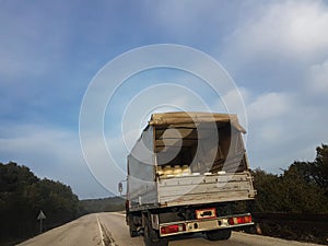 Milk trasportation lorry road sky plastic white