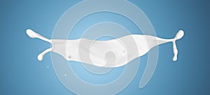 Milk or white liquid splash on blue background