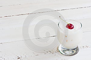 Milk yogurt with berries cherries