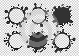 Milk, yogurt or cream splash blot vector set. Drink element, splashing template