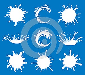 Milk, yogurt or cream splashes and blots. Milk shape creative il