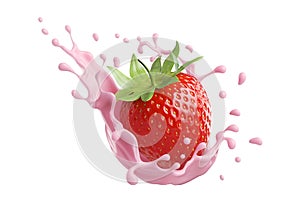 milk or yogurt splash with strawberries