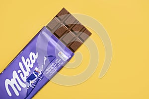 Milka milk chocolate bar tablet