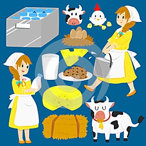 Milkmaid Vector Collection