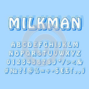 Milkman vintage 3d vector alphabet set