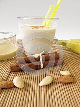 Milkshake with banana and almond butter