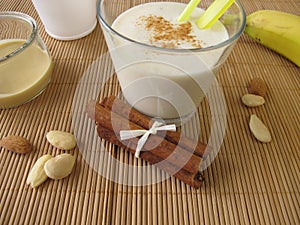 Milkshake with banana and almond butter