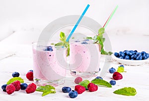 Milkshake with blueberries