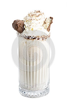 Milkshake with chocolate and coconut flakes