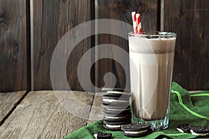 Milkshake (chocolate smoothie) with cookies