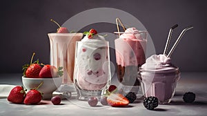 Milkshake magic Creamy concoctions for every taste bud food photography. Generative AI