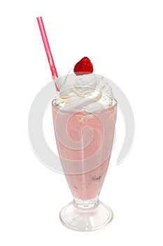 Milkshake with strawberry and cream isolated photo