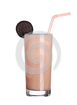 Milkshakes chocolate flavor ice cream isolated on white