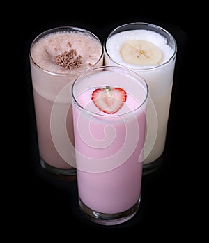 Milkshakes chocolate flavor ice cream set collection isolated