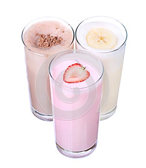 Milkshakes chocolate flavor ice cream set collection isolated