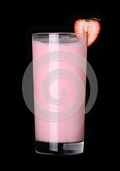 Milkshakes strawberry flavor ice cream on black