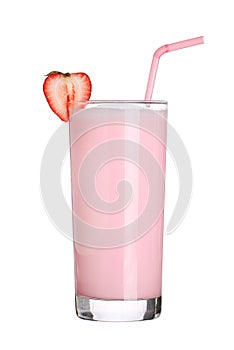 Milkshakes strawberry flavor ice cream isolated on white
