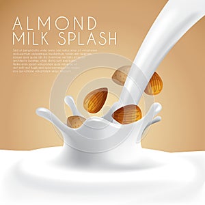 Fresh almond Milk Label Template with crown splash