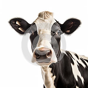 milky cow face on white background generative AI