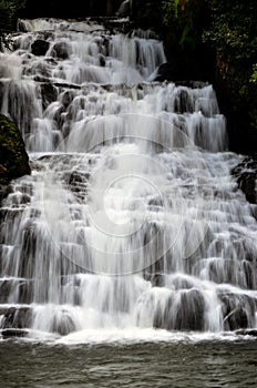 A milky shot of beautiful waterfall and water falling in motion in a milky way. Elephant waterfall