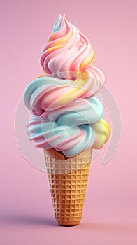 Milky and soft icecream, pastel color, 3D effect
