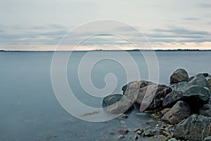 Milky water and rocks