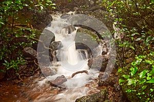 Milky waterfall on a small stream in Matheran hill station nestled in Sahyadri range of western ghat in Maharashtra