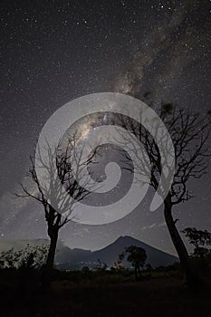 Milky Way Above Volcano Mount Agung, Bali