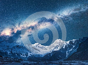 Milky Way and Beautiful Manaslu, Himalayas. Space