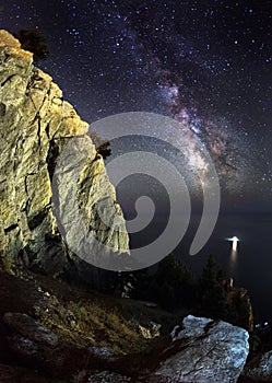 Milky Way. Beautiful summer night on the sea