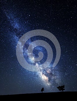 Milky Way. Beautiful summer night sky with stars in Crimea photo