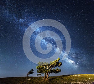 Milky Way. Beautiful summer night sky with stars in Crimea