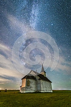 Milky Way behind an abandoned church