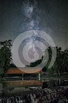 Milky Way and Cataract Covered Bridge - Indiana photo