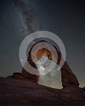 Milky Way Galaxy behind Delicate Arch in Utah